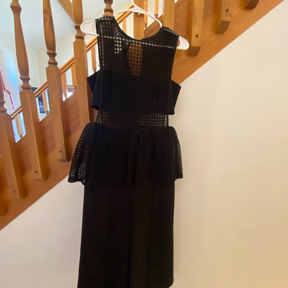 Self-portrait black eyelet lace peplum jumpsuit - 8 - Picture 6 of 7